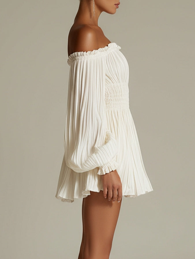 Candide | Elegant Off-Shoulder White Mini Dress