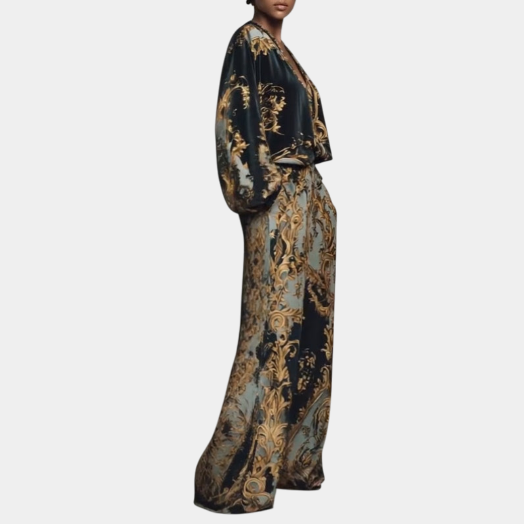 Valentina | Floral Baroque Ensemble with Palazzo Pants