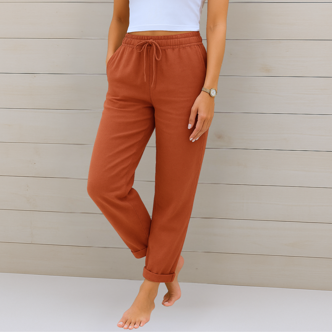Drawstring Relaxed Linen Trousers