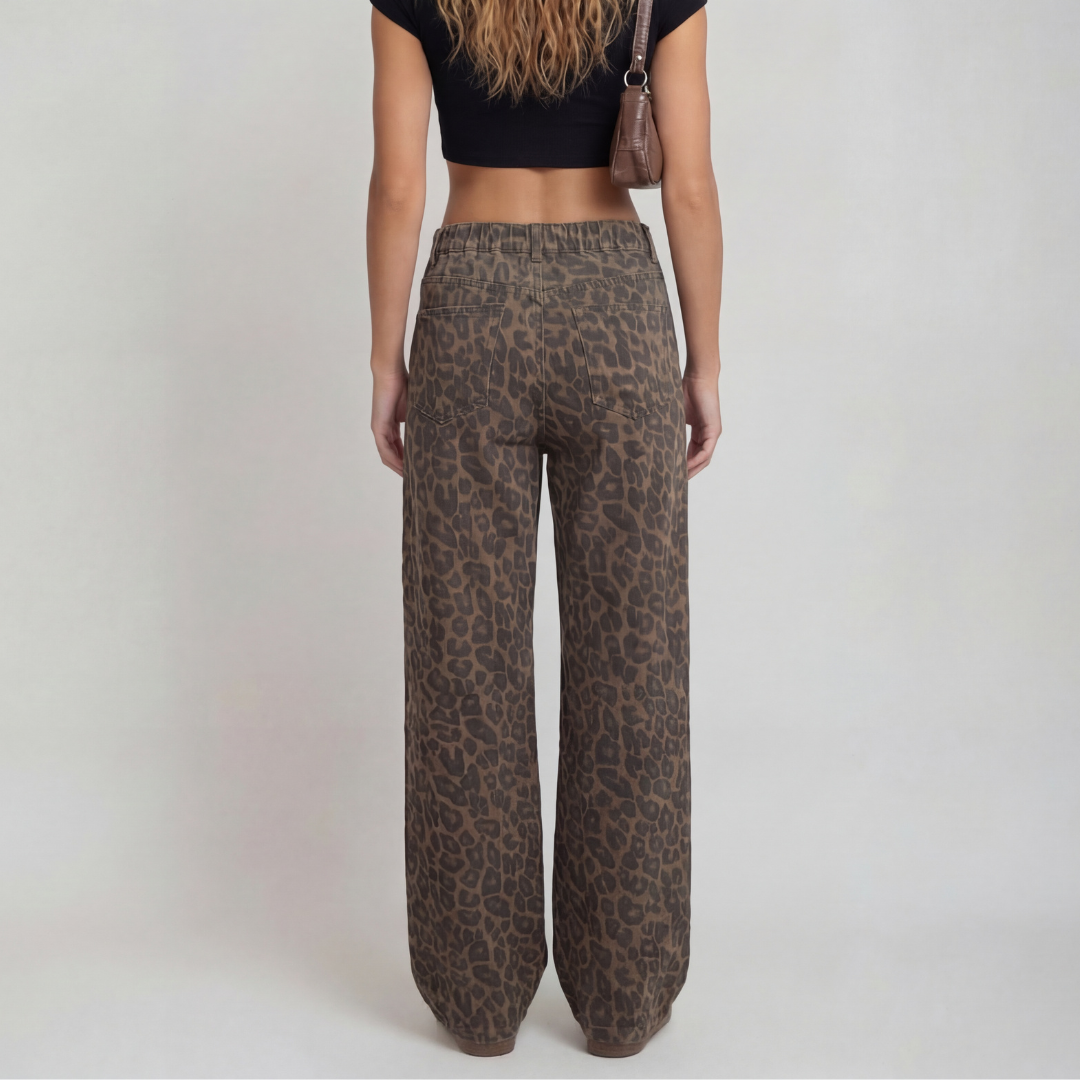Leopard Print Wide Leg Pants