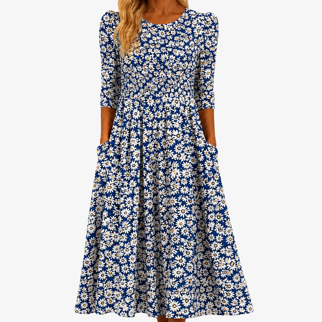 ladies daisy dress Blue Garden Pocket Maxi – Claire & Nora Santa Barbara Cute Light Blue Dresses breezy fit Silk cocktail dress Color:RAINBOW