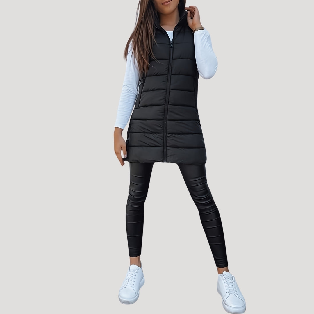 Chaleco acolchado con capucha de invierno para mujer