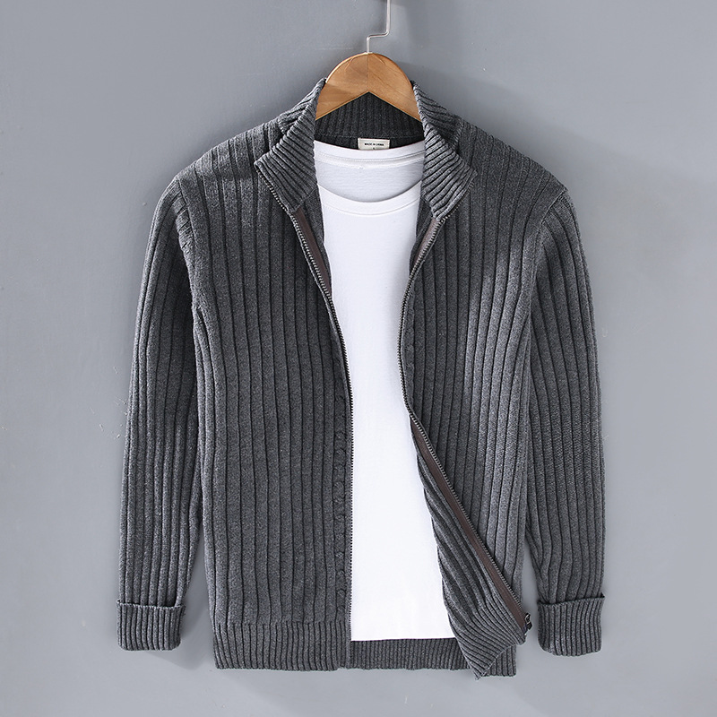 Men’s Warm Knitted Zip Jacket Winter Cardigan