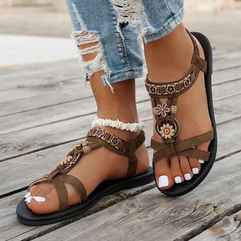 Flower Beaded Bohemian Sandals