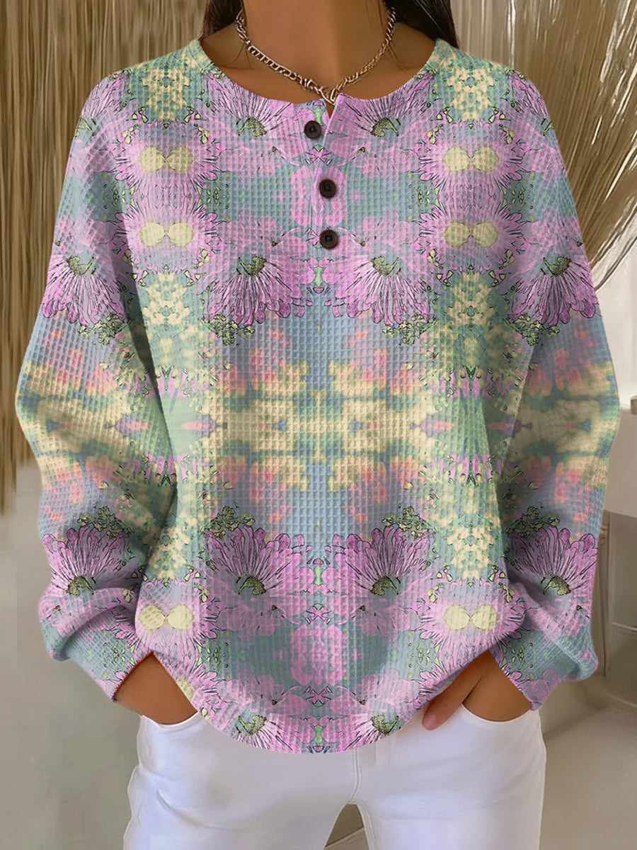 Sweater with Ethnic Floral Pattern