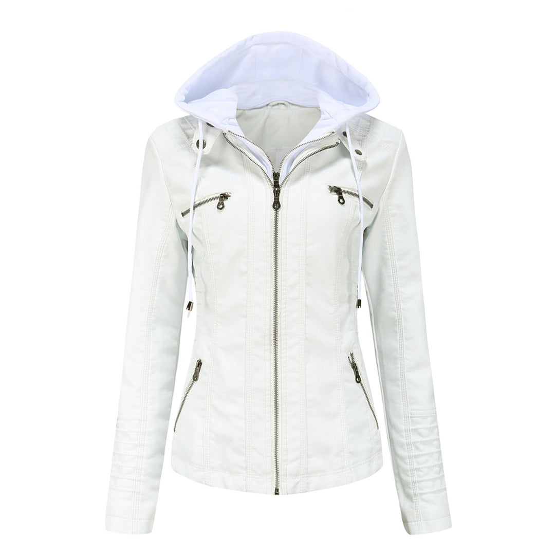 Chaqueta con capucha y cremallera de moda para mujer
