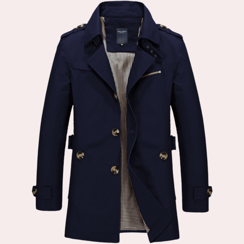 Slim Fit Double Breasted Trench Coat Men