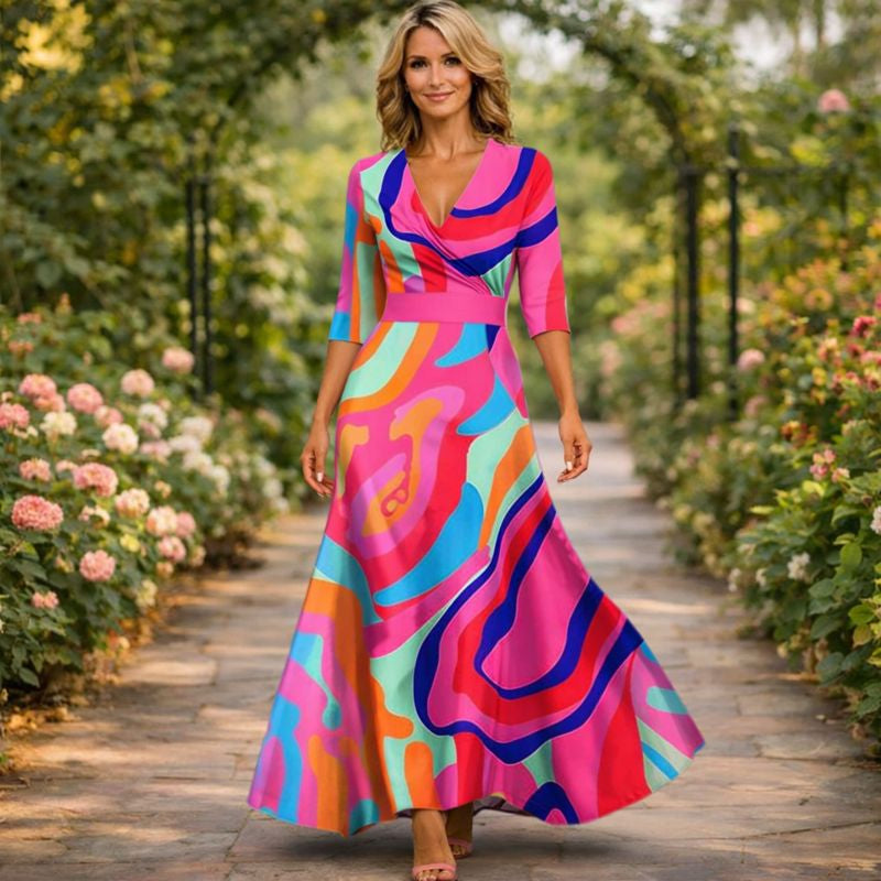Wrap-Style Flowing Maxi Dress