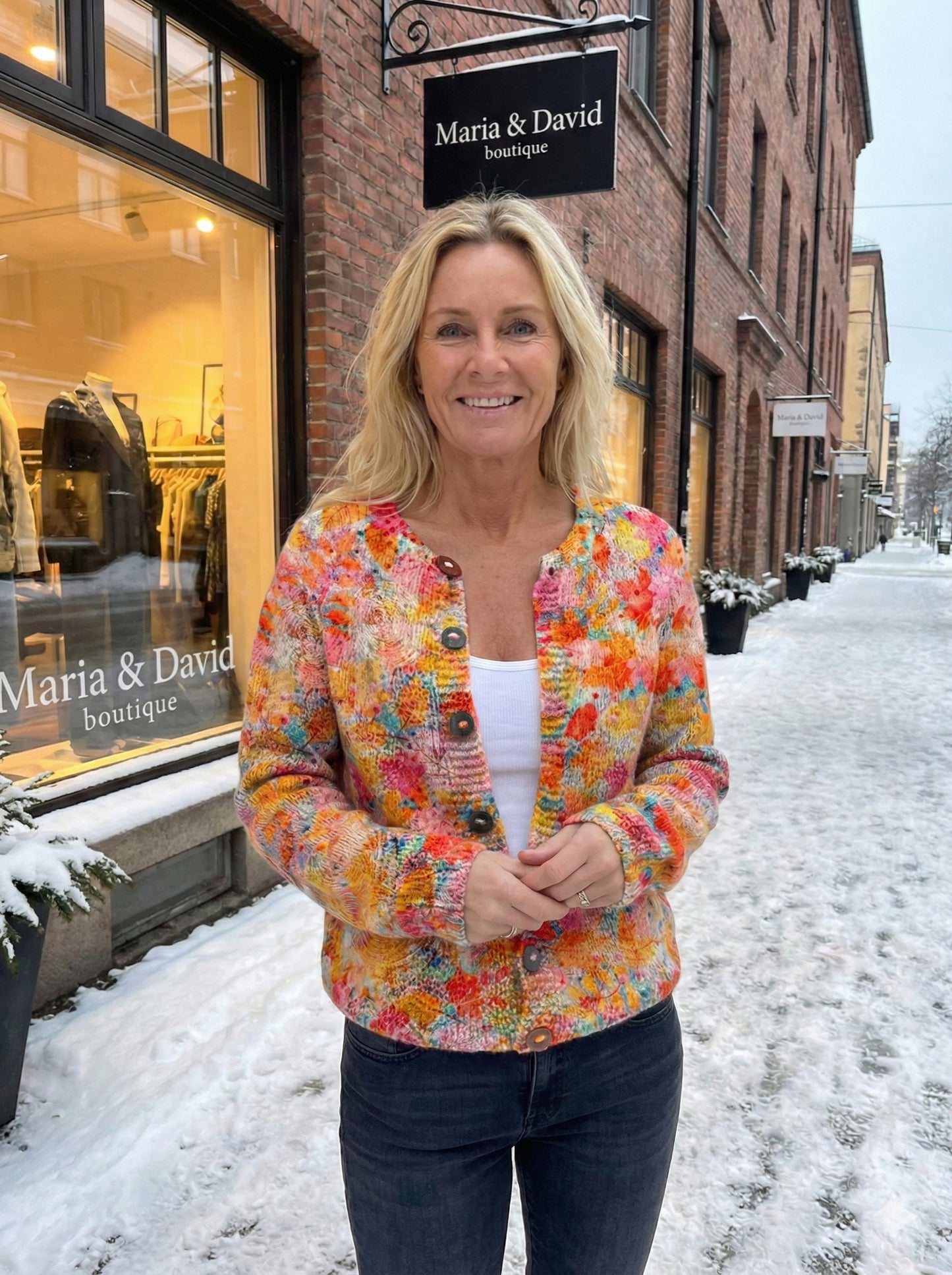 Floral Print Buttoned Casual Cardigan Sweater
