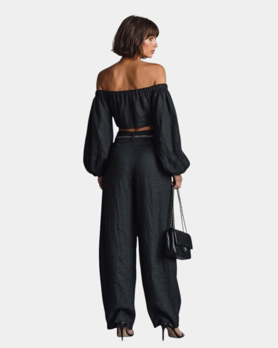 Cíntia | Off-the-Shoulder Set with Wide Pants