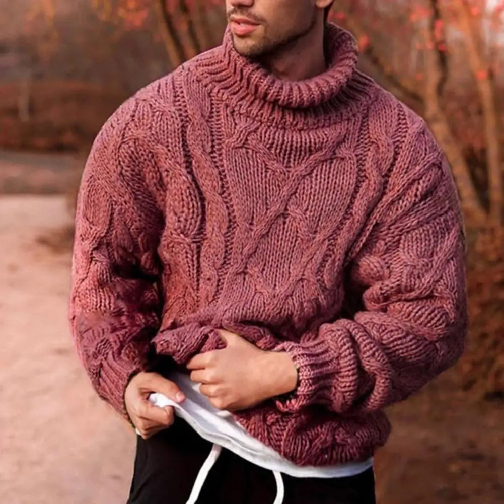 Jersey de cuello alto clásico de punto para hombre