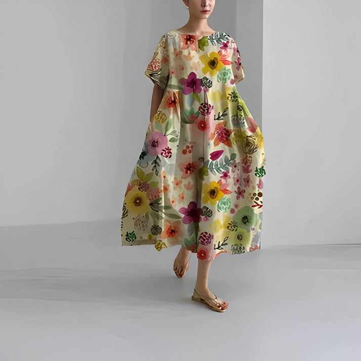 Vestido Midi Floral de Estilo Relajado para Mujer