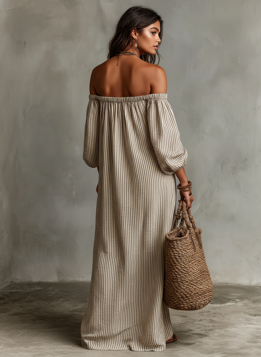 Carmen | Long dress with off-the-shoulder design