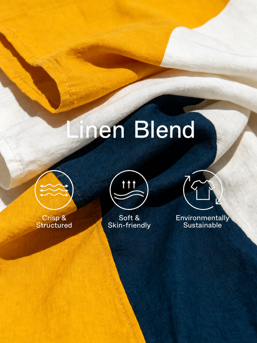 Women’s Color Block Linen Round Neck Puff Sleeve Crop Top & High Waist Asymmetric Color Block Midi Skirt Two-Piece Matching Set