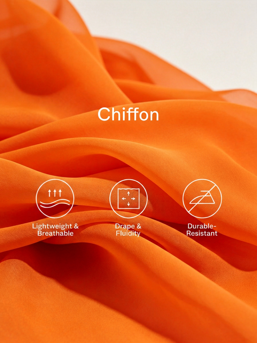 Women's Orange Chiffon Wrap Top And Asymmetric Ruffled Midi Skirt Set