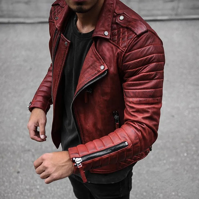 Men’s Trendy Zip-Up Moto Jacket