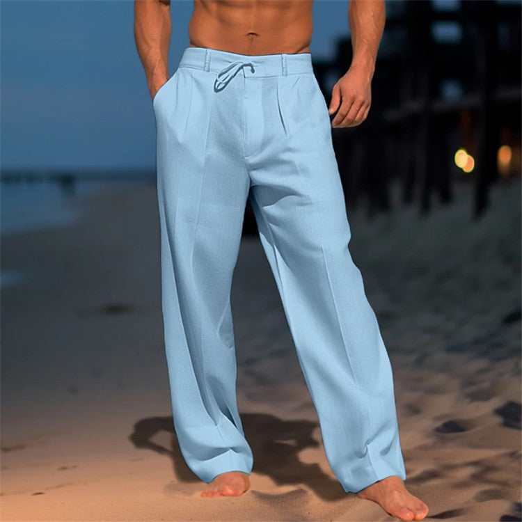 Pantalones relajados de hombre con cordón para primavera