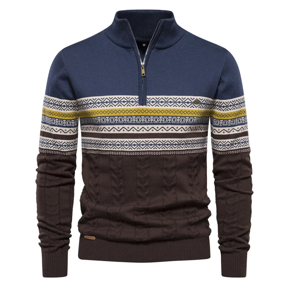 Stylish Fair Isle Half Zip Sweater