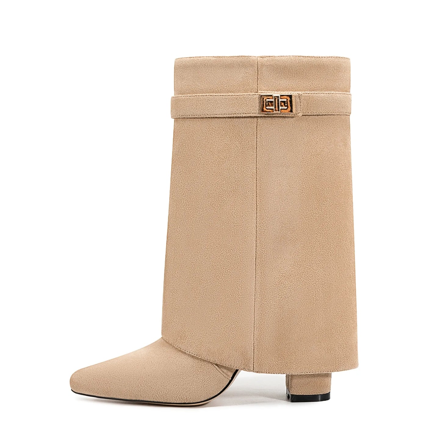Botas bucaneras de cuero para mujer con hebilla