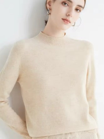 Comfortable Wool Sweater with High Collar