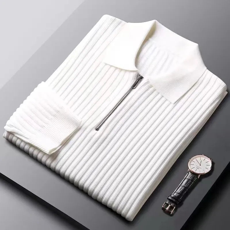 Sudadera de hombre elegante con cremallera y diseño acanalado