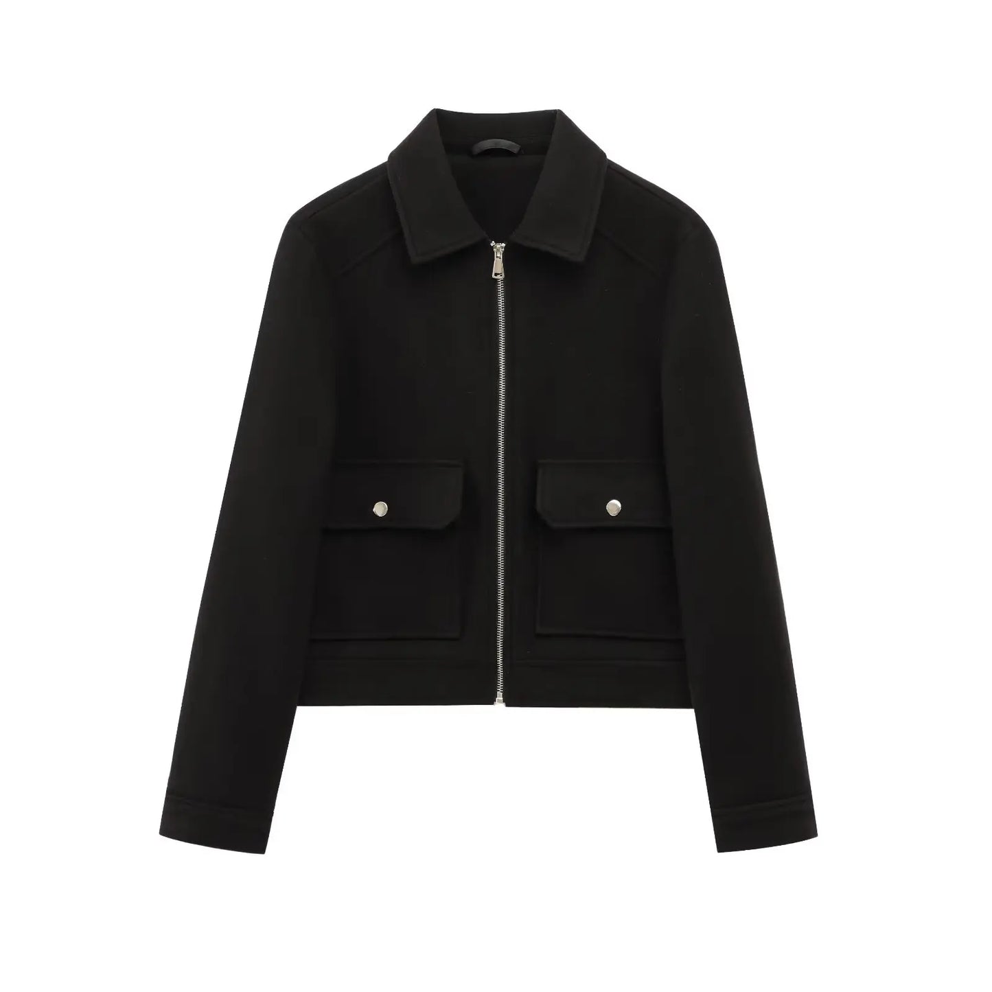 Chaqueta casual de mujer con cremallera frontal y bolsillos