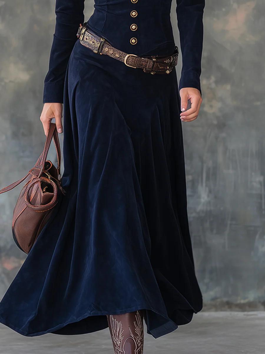 Long Suede Dress with Slit
