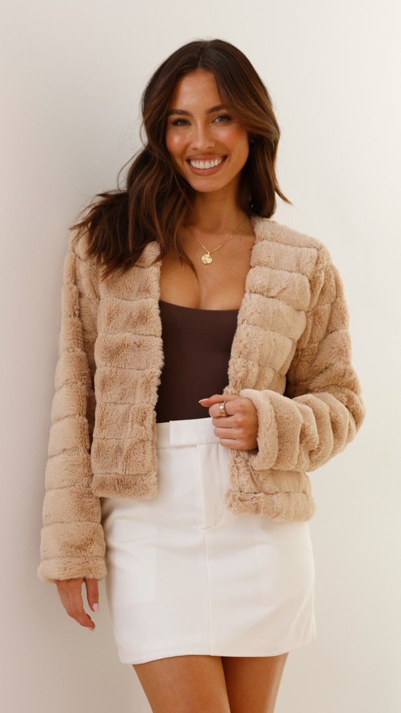 Chaqueta de noche elegante de piel sintética para mujer