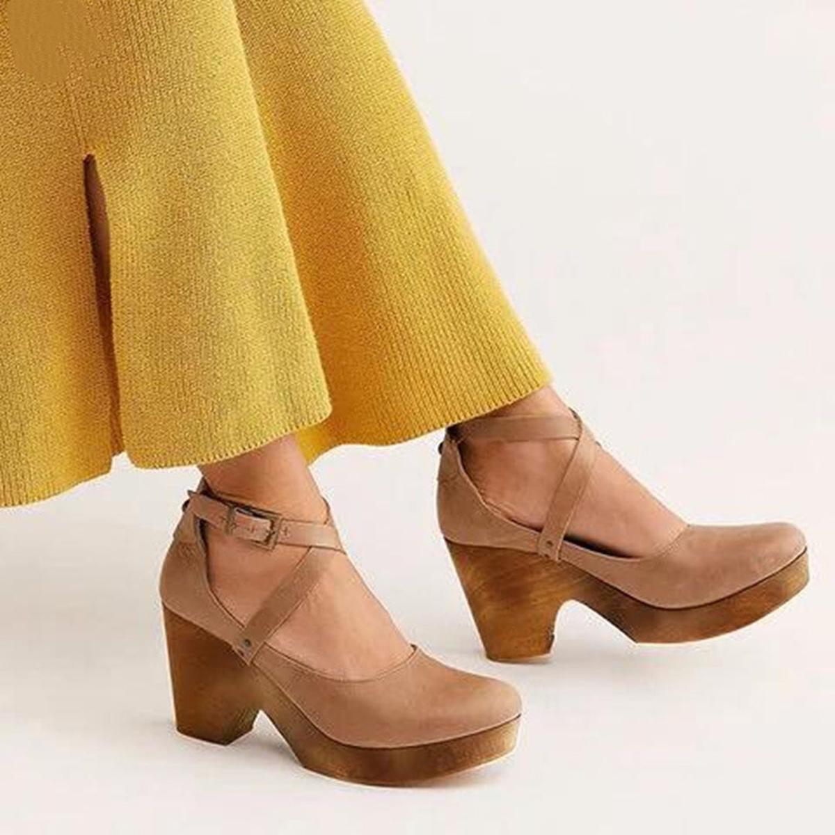 Women’s Vintage Style Cross Strap Heels