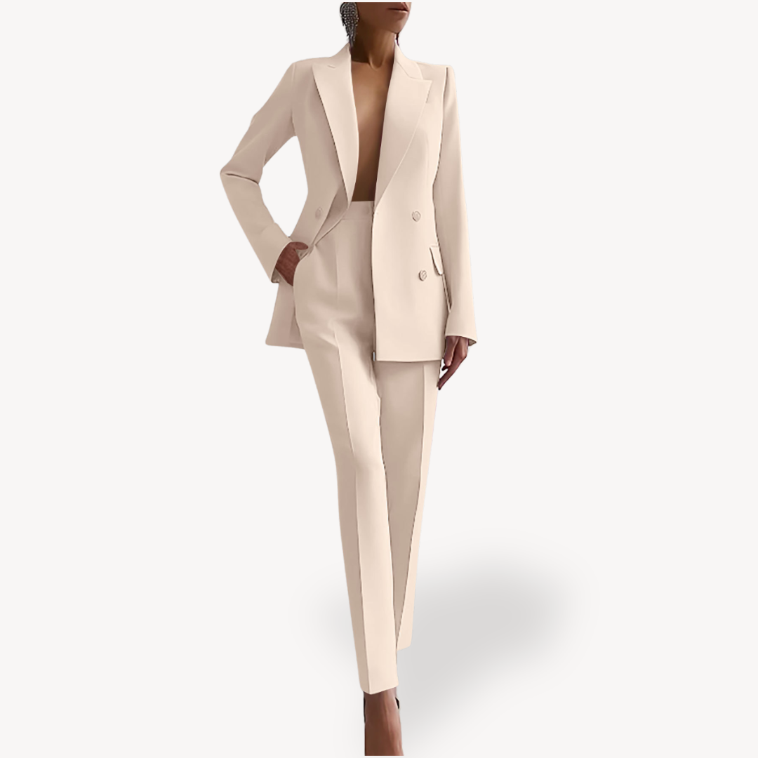 Women’s Formal Tailored Suit Set with Long Blazer