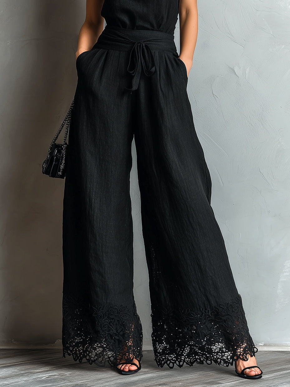 Avery | Faux Cotton-Linen Halter Vest & Wide-Leg Pants Set