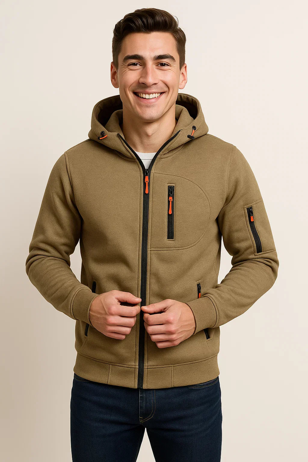 Sudadera casual con cremallera frontal para hombre