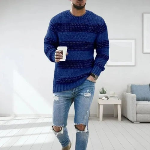 Classic Striped Knit Pullover Sweater
