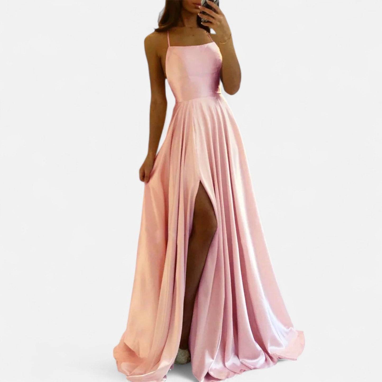 Women’s Modern Fit Satin Slit Maxi Dress