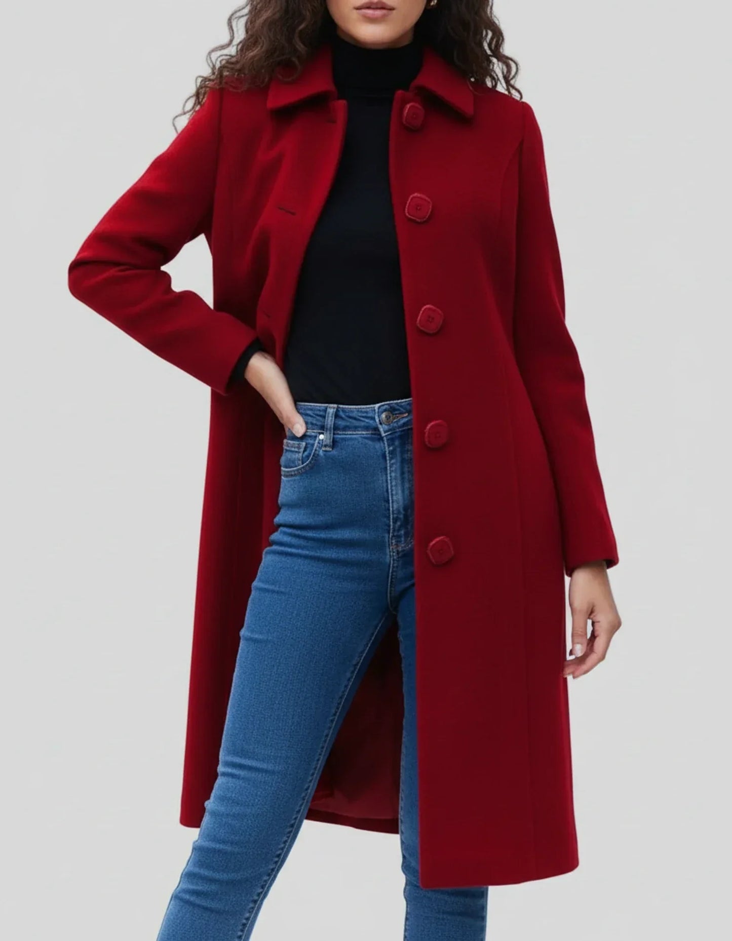 Women’s Long Button Front Winter Coat