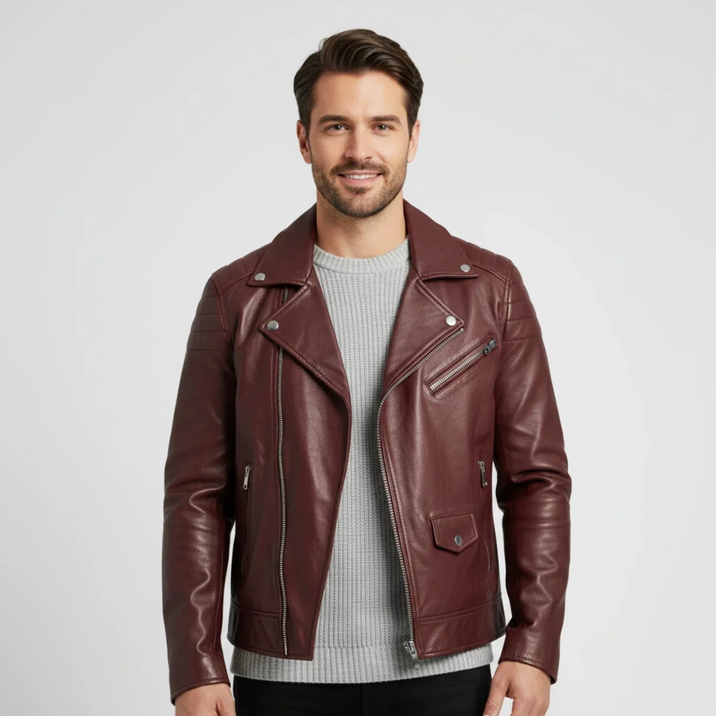 Winter Zip Up Men Leather jacket