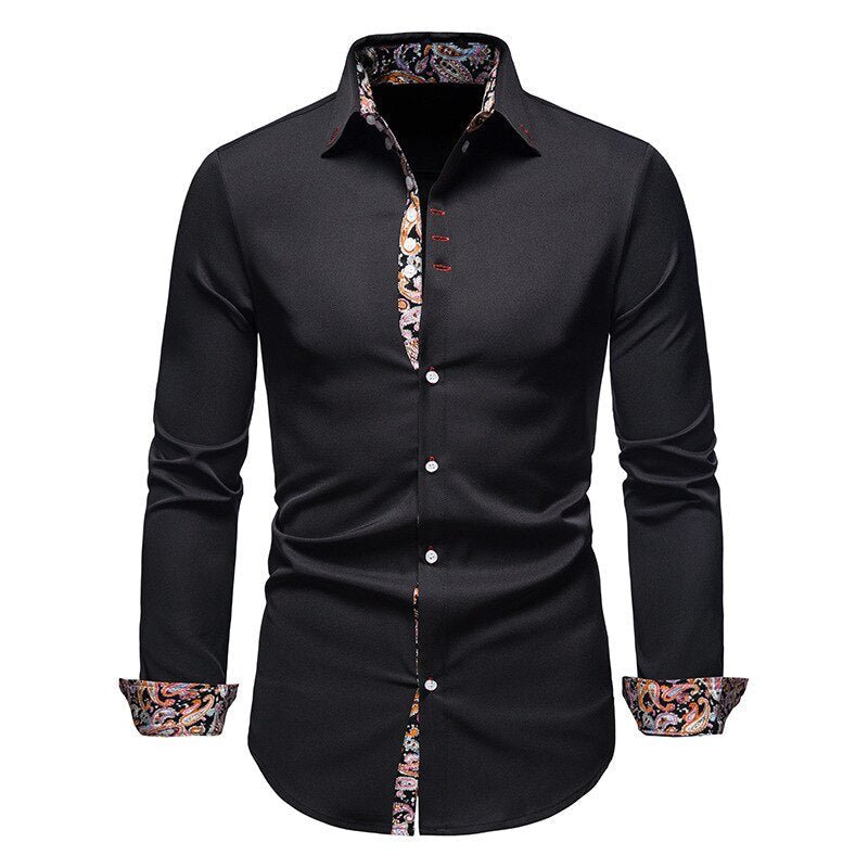 Camisa Blanca de Hombre con Estilo y Puños Florales