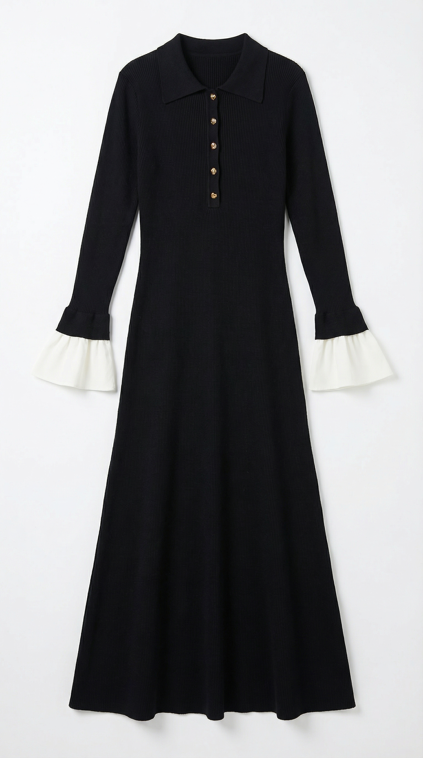 Contrast Cuff Knit Maxi Dress