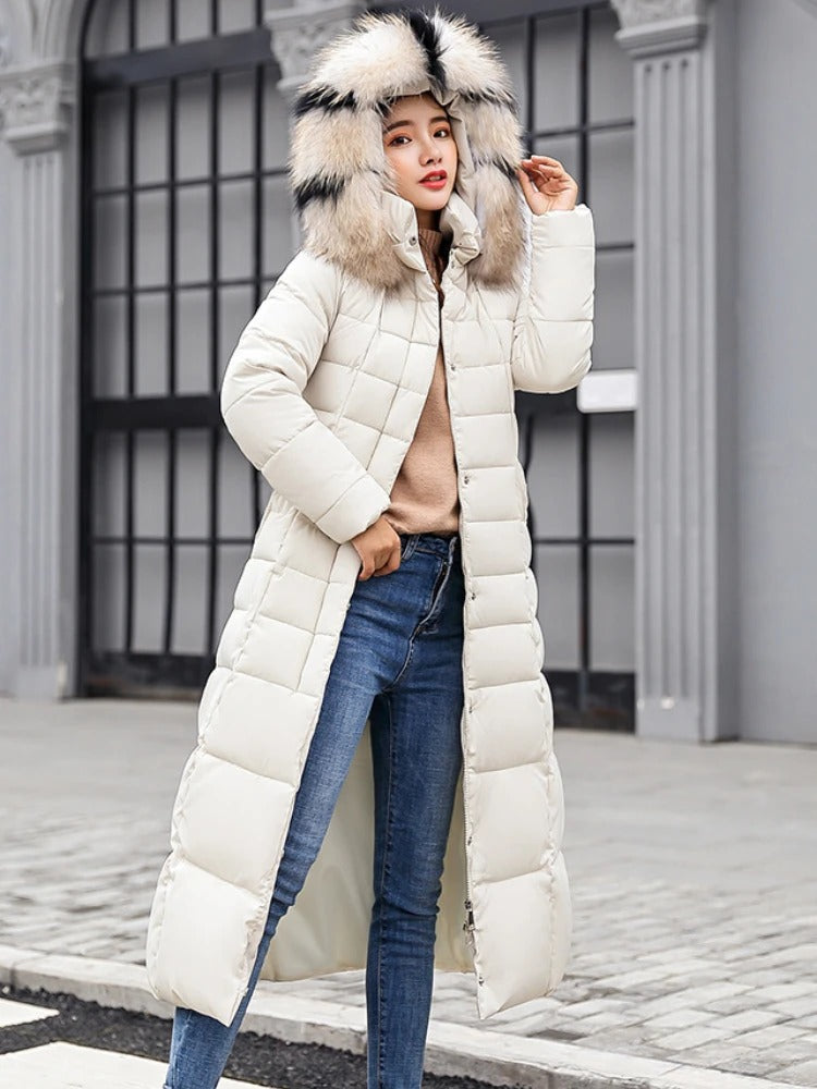 Women’s Belted Long Winter Puffer Coat