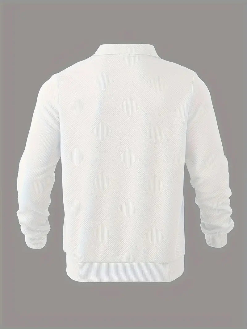 Vintage Geometric Design Sweater With Zipper