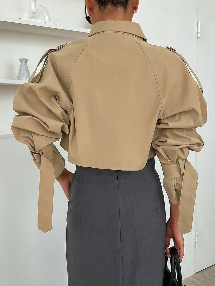 Women’s Cropped Button-Up Trench Jacket