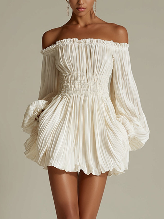Candide | Elegant Off-Shoulder White Mini Dress