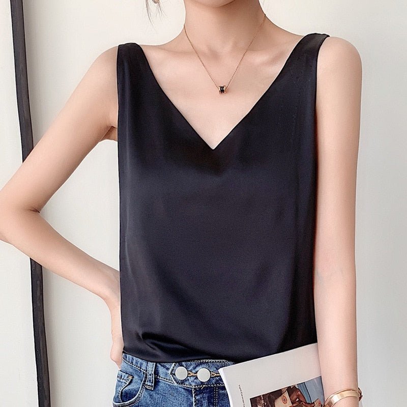 Women’s Classic Relaxed Fit Draped Satin Tanks