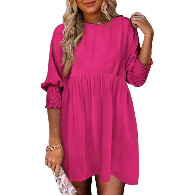 Vestido corto de manga corta y corte holgado
