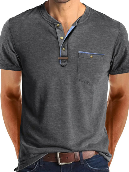 Classic Round Neck Pocket Shirt