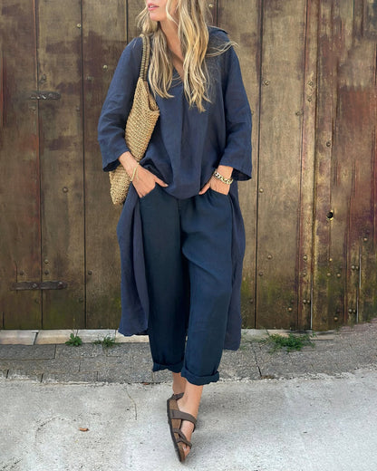 Women’s Relaxed Long Tunic and Pant Set