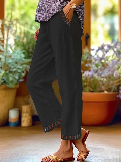 Relaxed Contrast Trim Cropped Pants