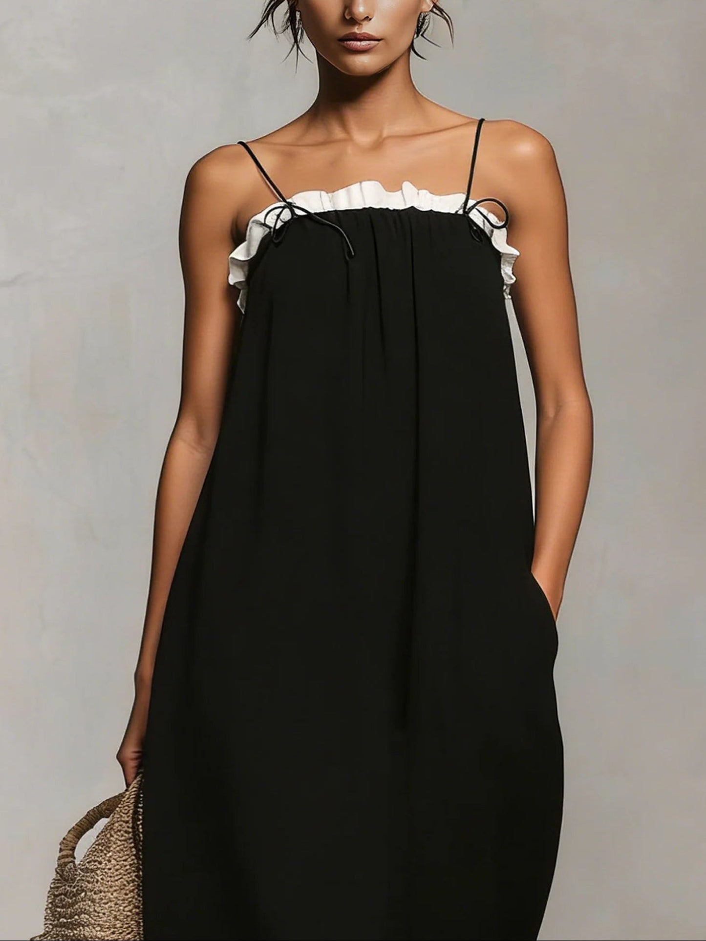 Mirelle - Maxi Dress with Color Blocks and Spaghetti Straps