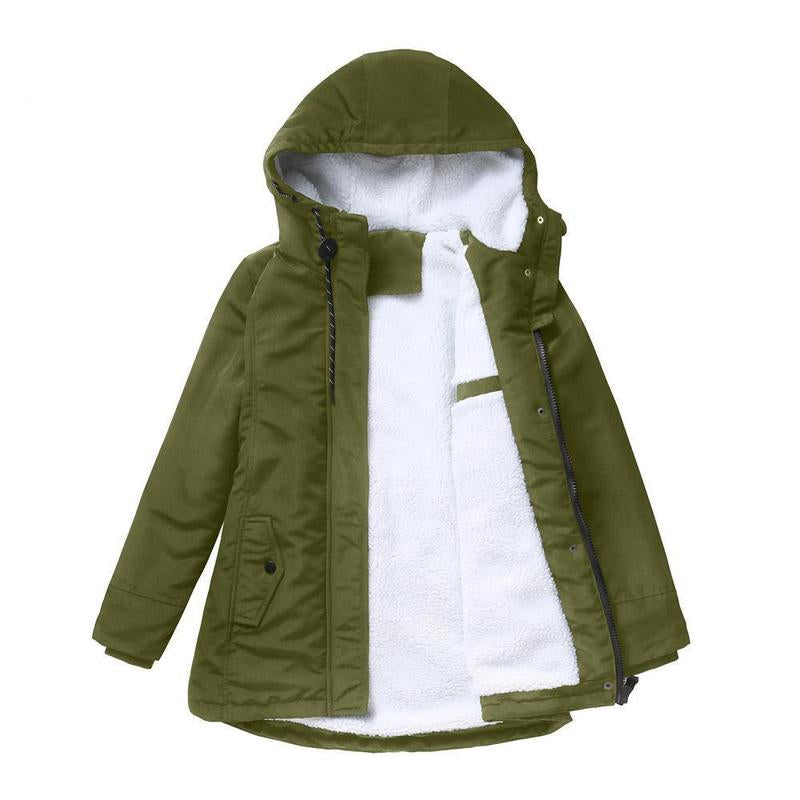 Thick Winter Coat with Hood and Quilted Lining for Winter Warmth