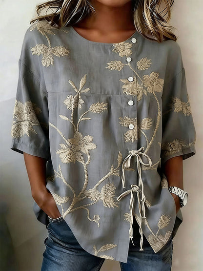 Women'S Floral Art Printed Casual Shirt